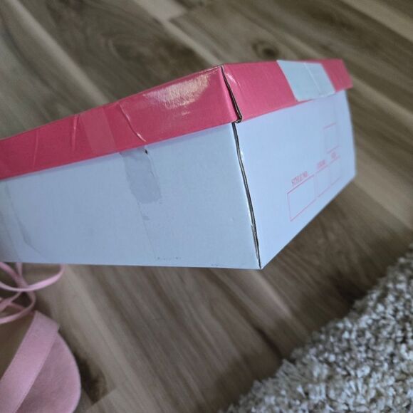 Allegra K Pink Suede Open Toe Block Style Strappy Heels Women's Size 9 - Picture 8 of 11